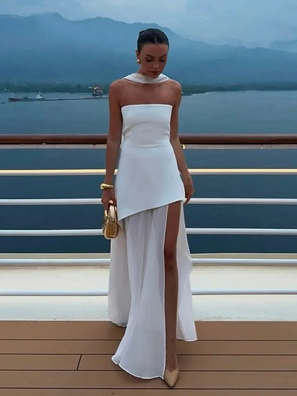 Sleeveless Deep-Slit Formal Gown