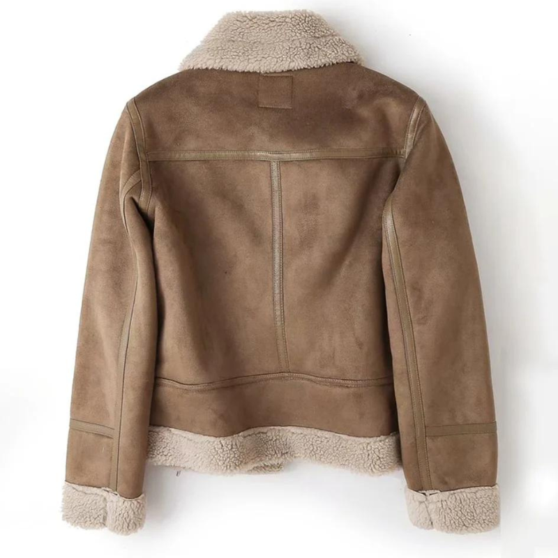 Women's Leather Jacket Sherpa Lined Winter Tan