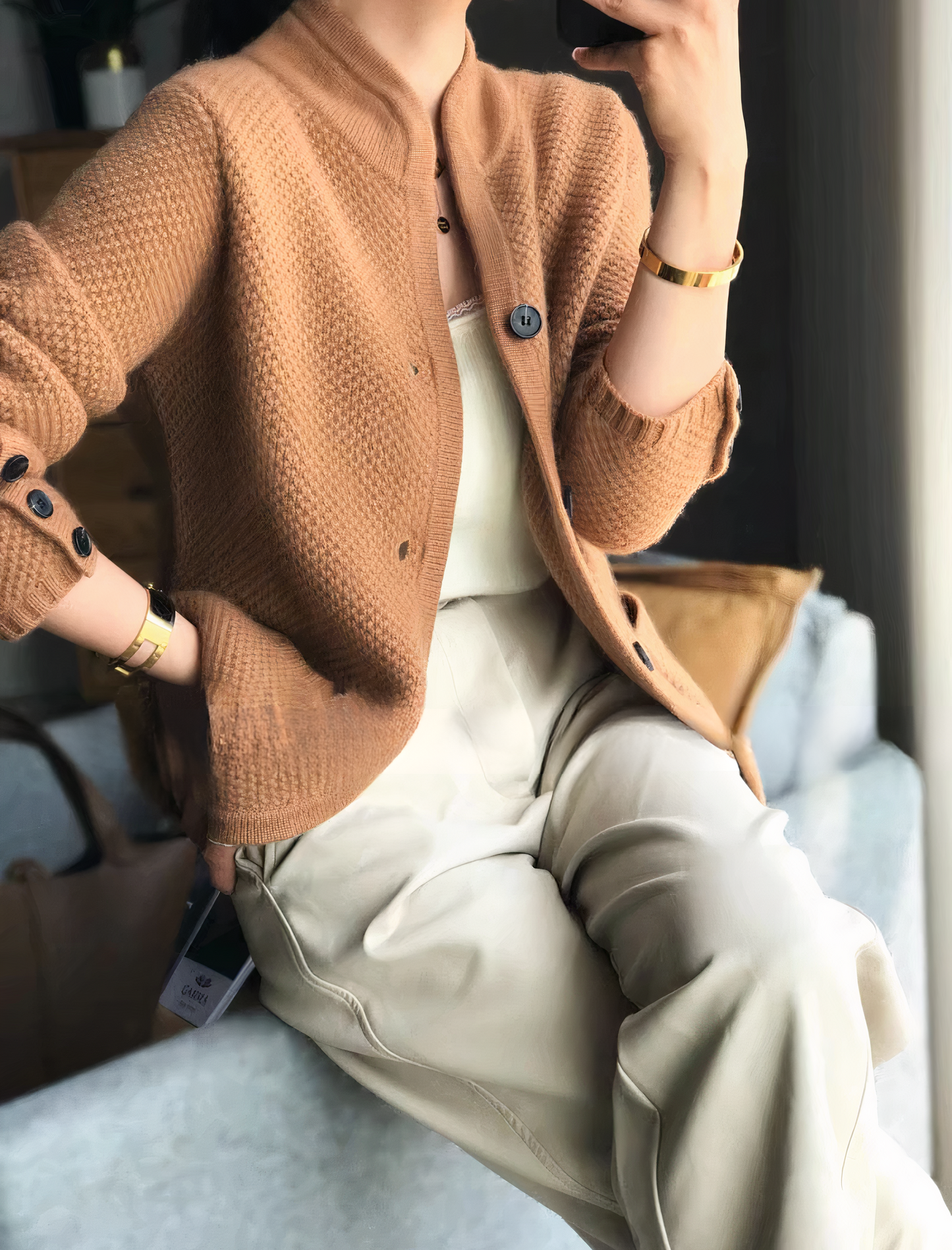 Women's Cashmere Button Cardigan