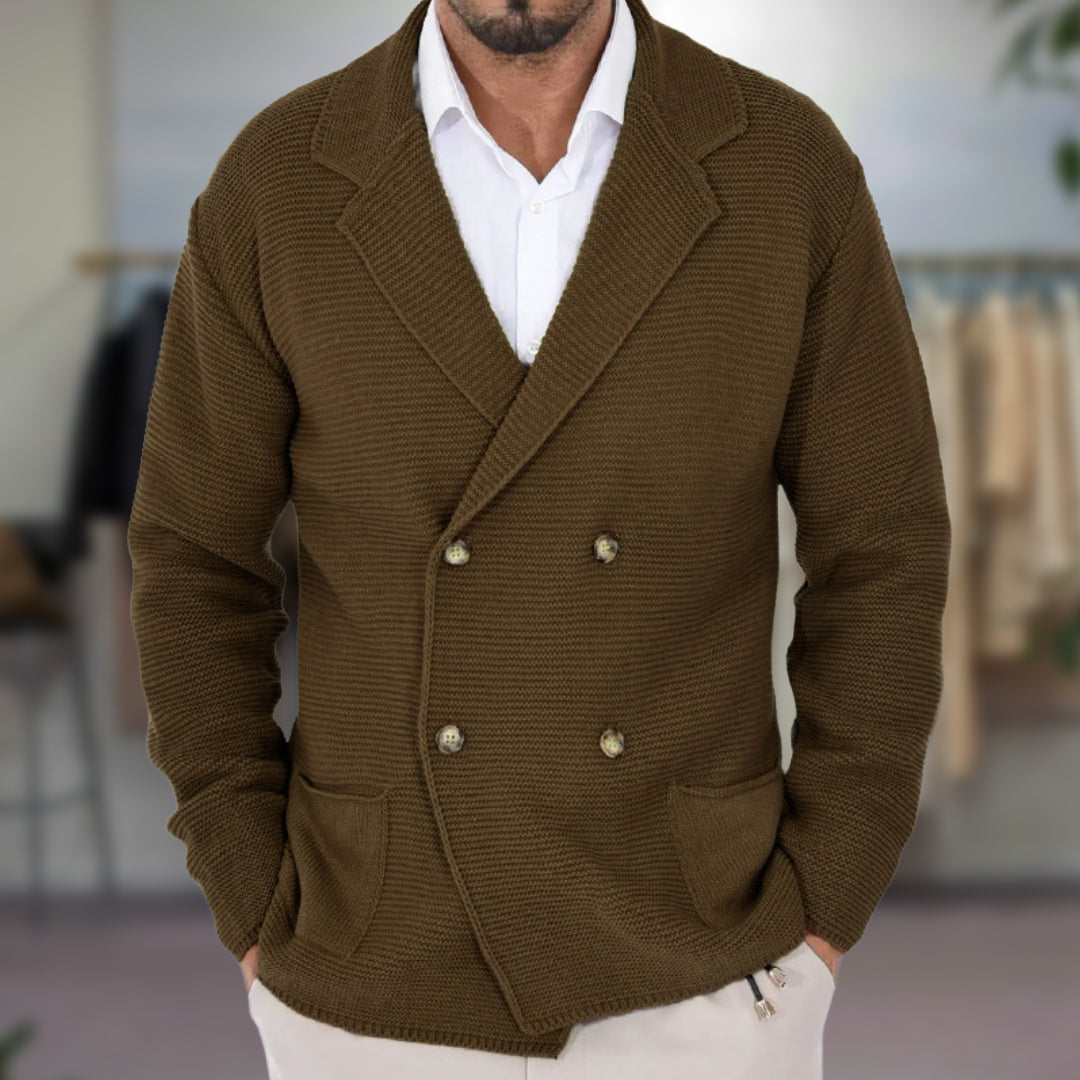 Men's Double-Breasted Knit Cardigan Blazer
