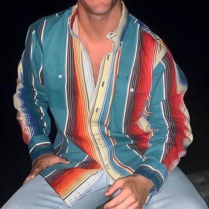 Men's Retro Striped Long Sleeve Shirt