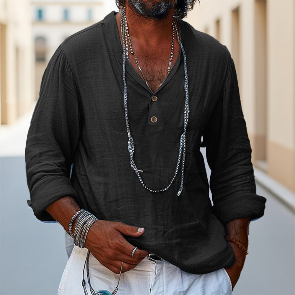 Men's Relaxed Fit Cotton Linen Shirt - VibreMode