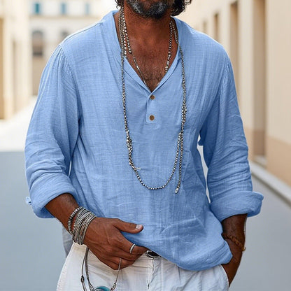 Men's Relaxed Fit Cotton Linen Shirt