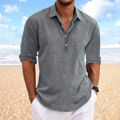 Women's Linen Button Down Shirt Solid - VibreMode