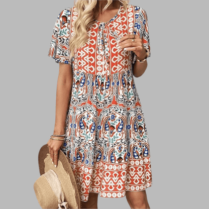 Vibrant Floral Layered Midi Summer Dress