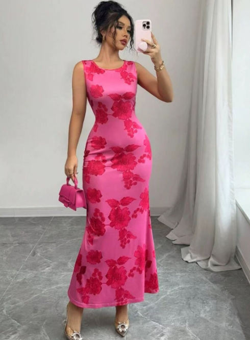 Women's Floral Maxi Dress Violet - VibreMode
