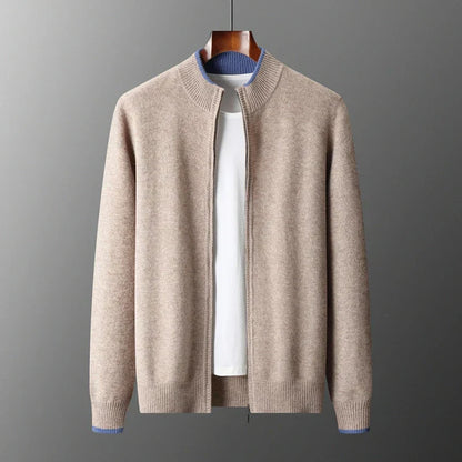 Men's Cashmere Zip Jacket Warm Beige