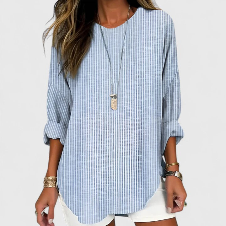 Casual Striped Loose Fit Women's Blouse Shorts