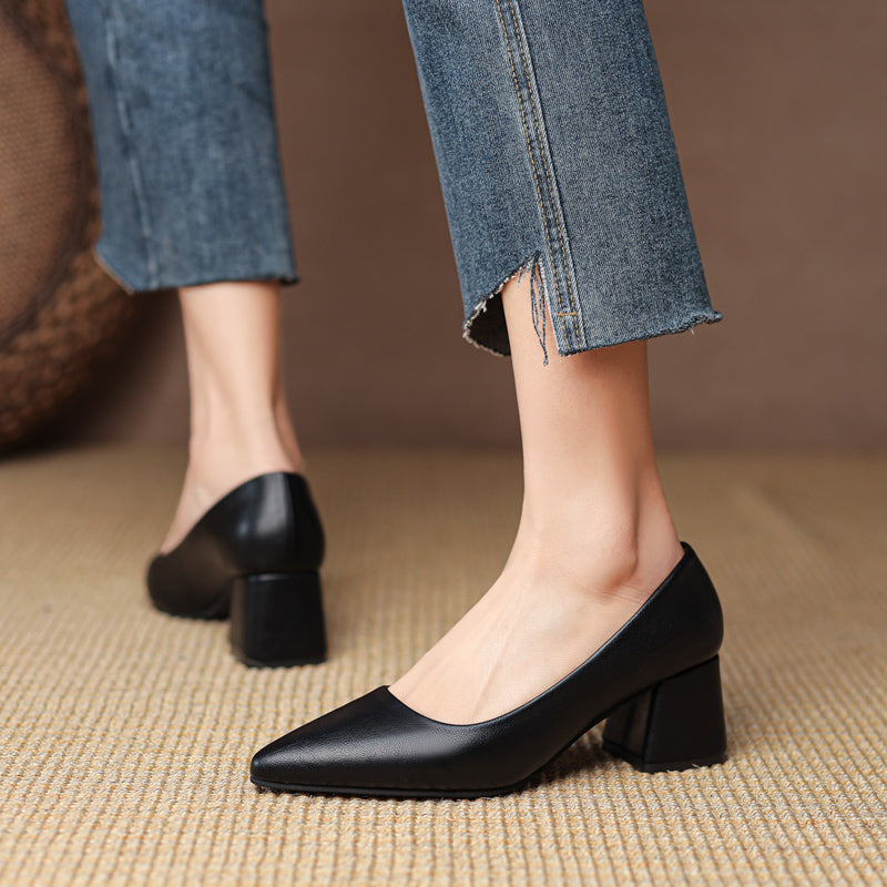 Elegant Genuine Leather High Heels