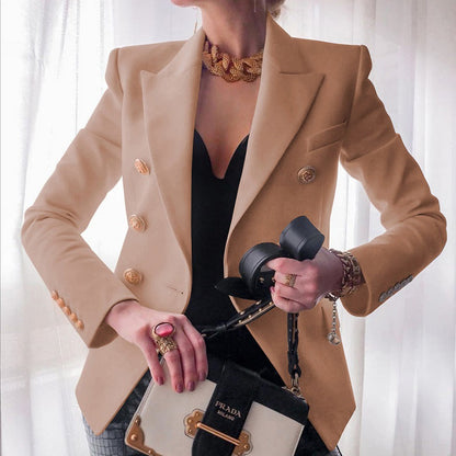Women's Classic Double-Breasted Blazer Gold Buttons