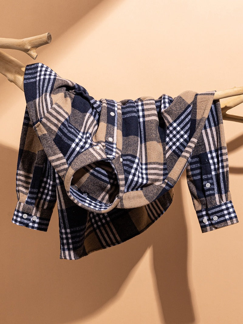Men's Plaid Long Sleeve Shirt Button Front