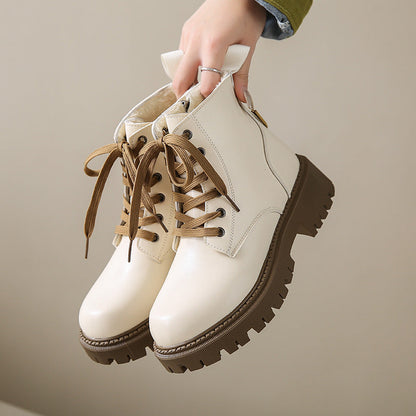 Women's Ankle Boots Side Zip Lace Up