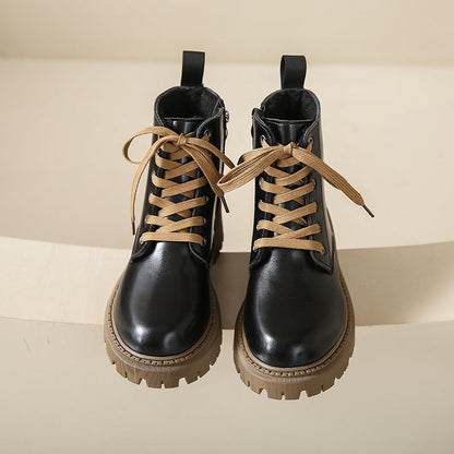 Women's Round Toe Boots Side Zipper