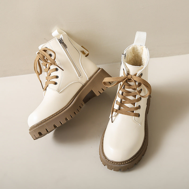 Women's Round Toe Boots Side Zipper