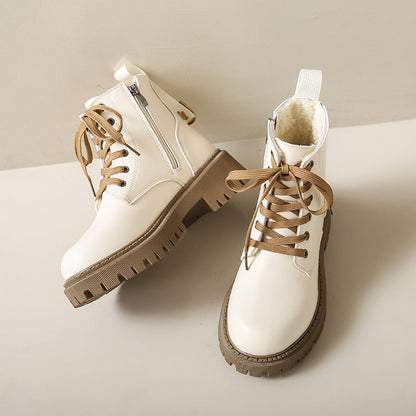 Women's Round Toe Boots Side Zipper