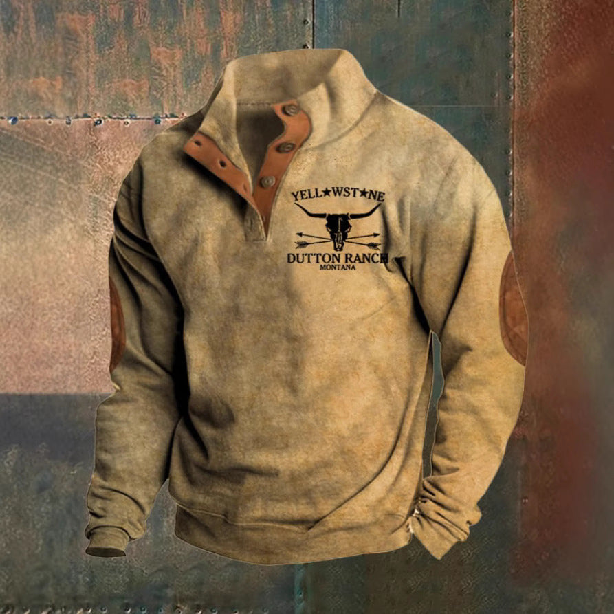 Men's Graphic Sweatshirt Button Neck - VibreMode