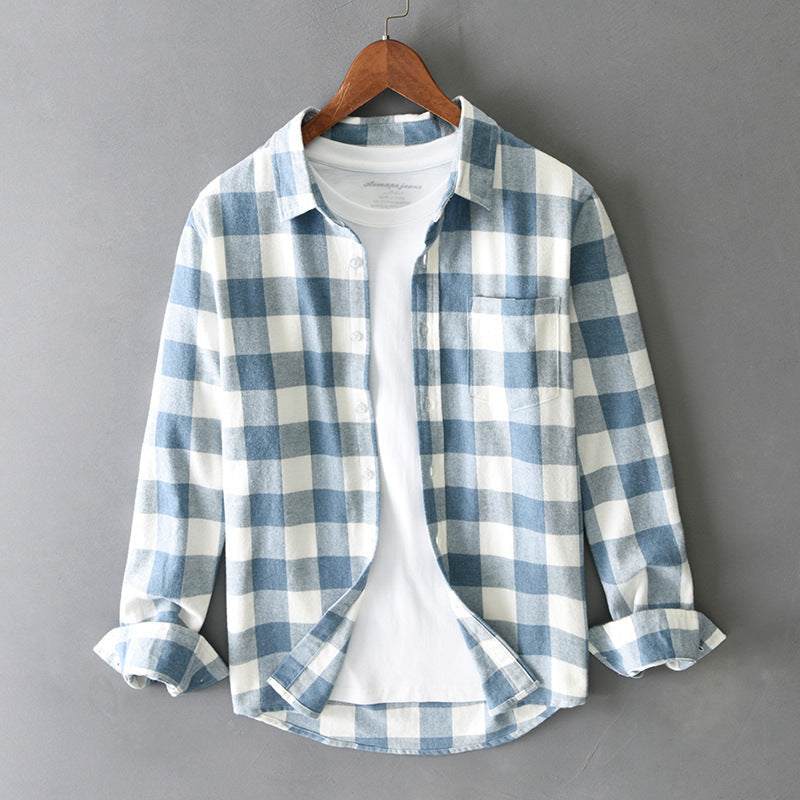 Men's Relaxed Fit Plaid Shirt Comfortable Cotton - VibreMode