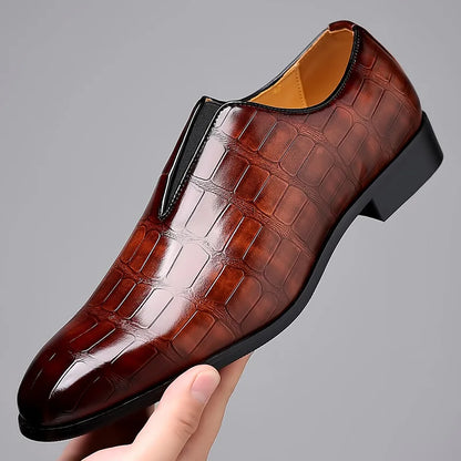Men's Slip-On Dress Shoes Textured Leather