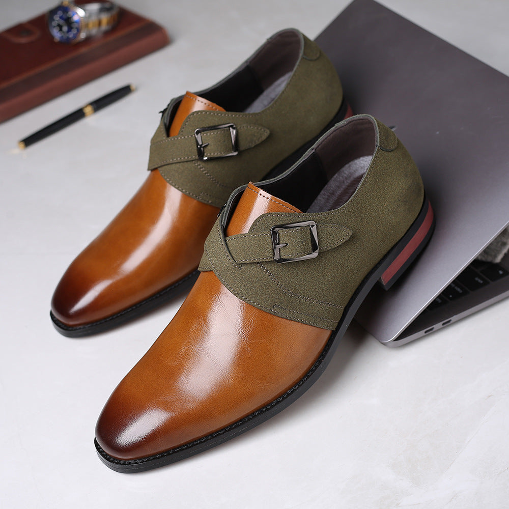 Men's Leather Loafers Buckle Brown