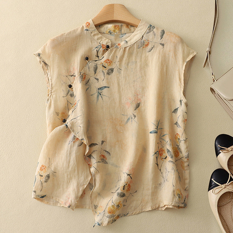 Women's Sleeveless Floral Blouse - VibreMode
