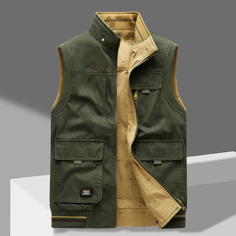 Men's Multi Pocket Vest Zip Front