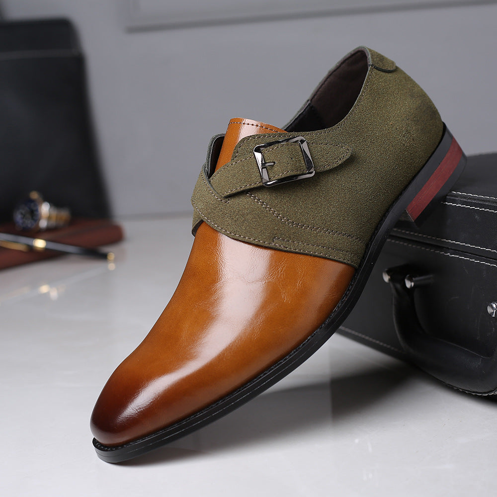 Men's Leather Loafers Buckle Brown