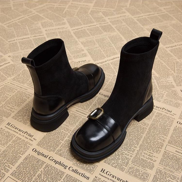 Women's Ankle Boots Chunky Sole Buckle Detail