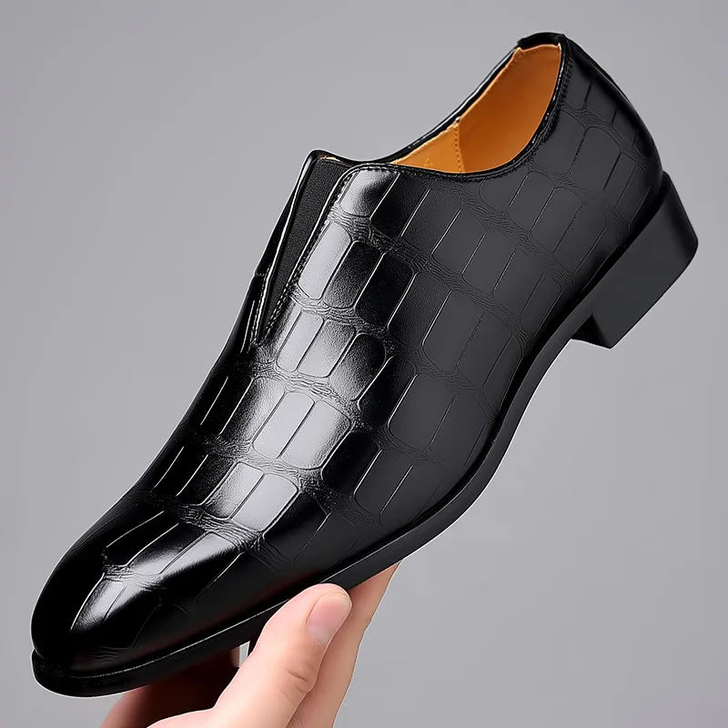 Men's Slip-On Dress Shoes Textured Leather