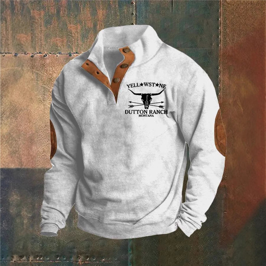 Men's Graphic Sweatshirt Button Neck