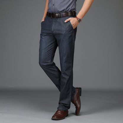 Men's Straight Leg Pants Cotton Belted Front Pockets