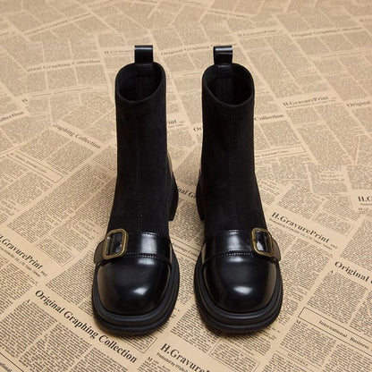 Women's Ankle Boots Chunky Sole Buckle Detail