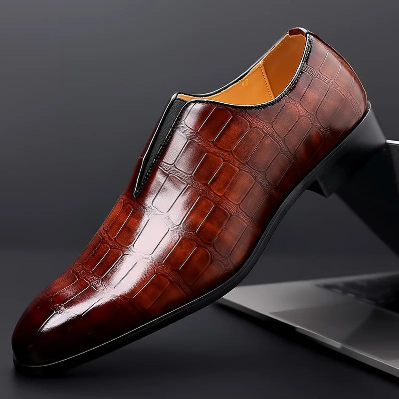 Men's Slip-On Dress Shoes Textured Leather - VibreMode