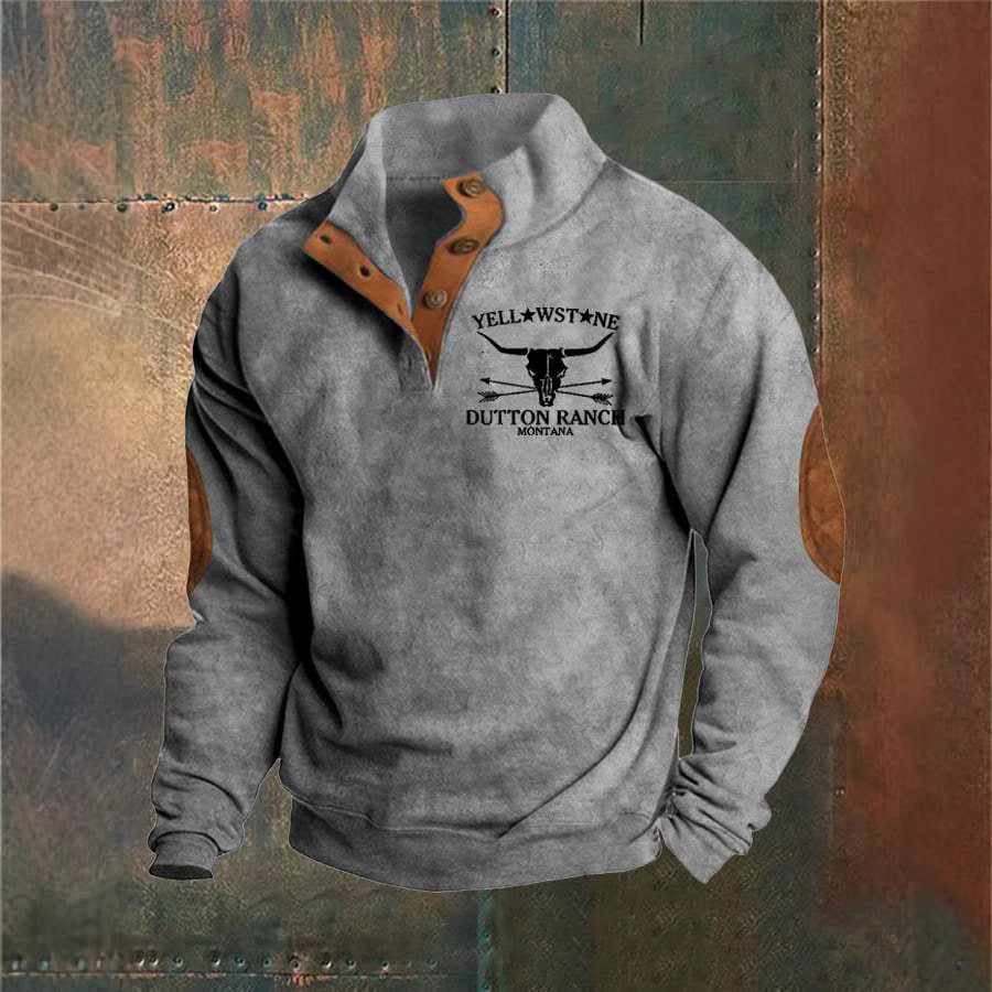 Men's Graphic Sweatshirt Button Neck