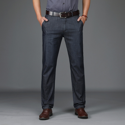 Men's Straight Leg Pants Cotton Belted Front Pockets