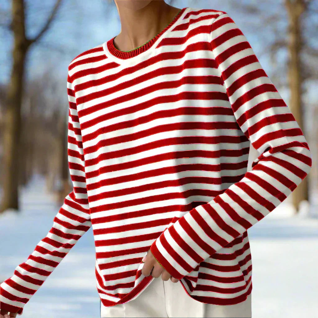 Women's Striped Cotton Long Sleeve T-Shirt