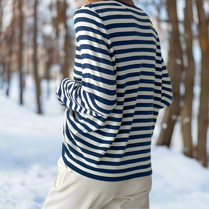 Women's Striped Cotton Long Sleeve T-Shirt