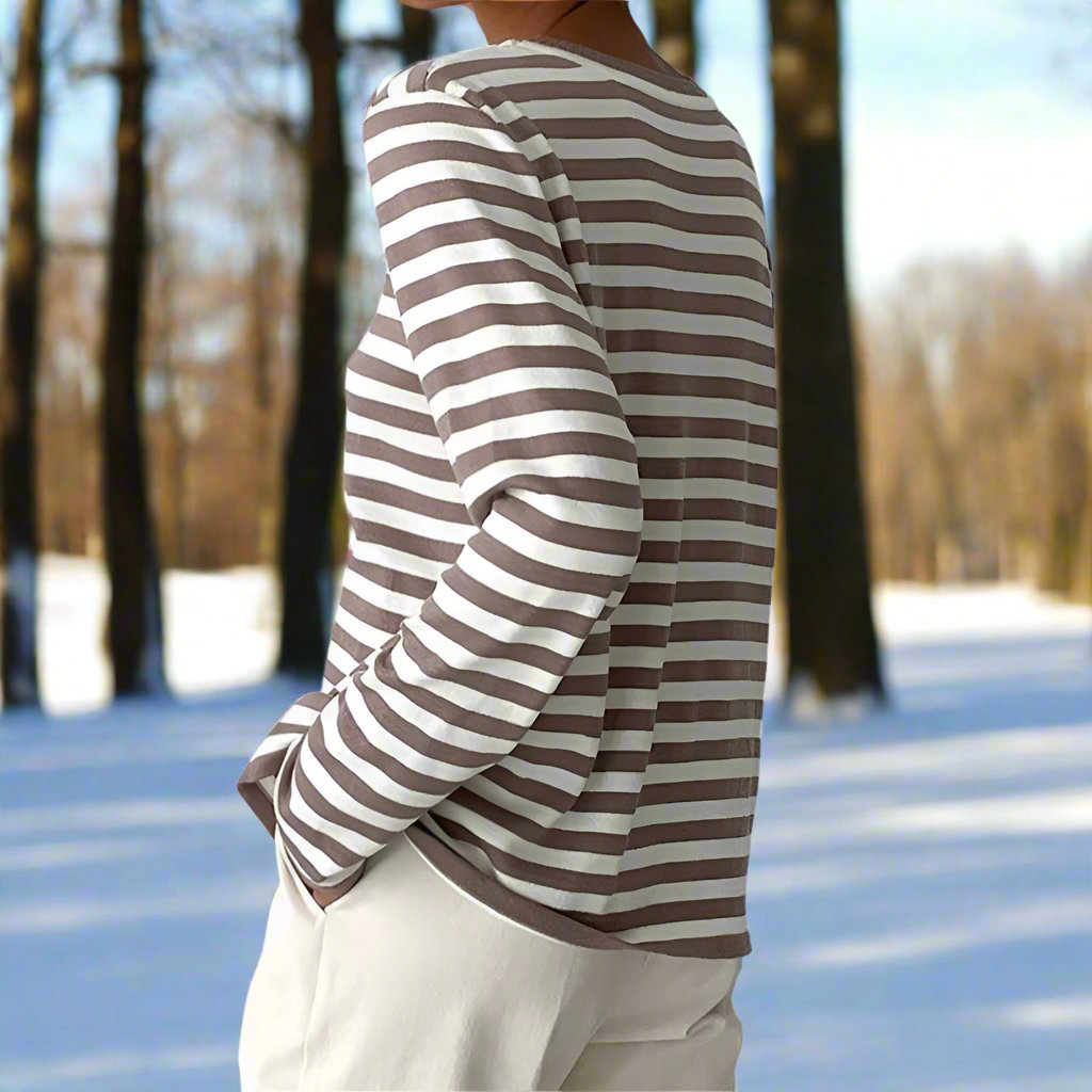 Women's Striped Cotton Long Sleeve T-Shirt