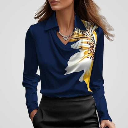 Women's Satin Blouse Draped Neck Satin
