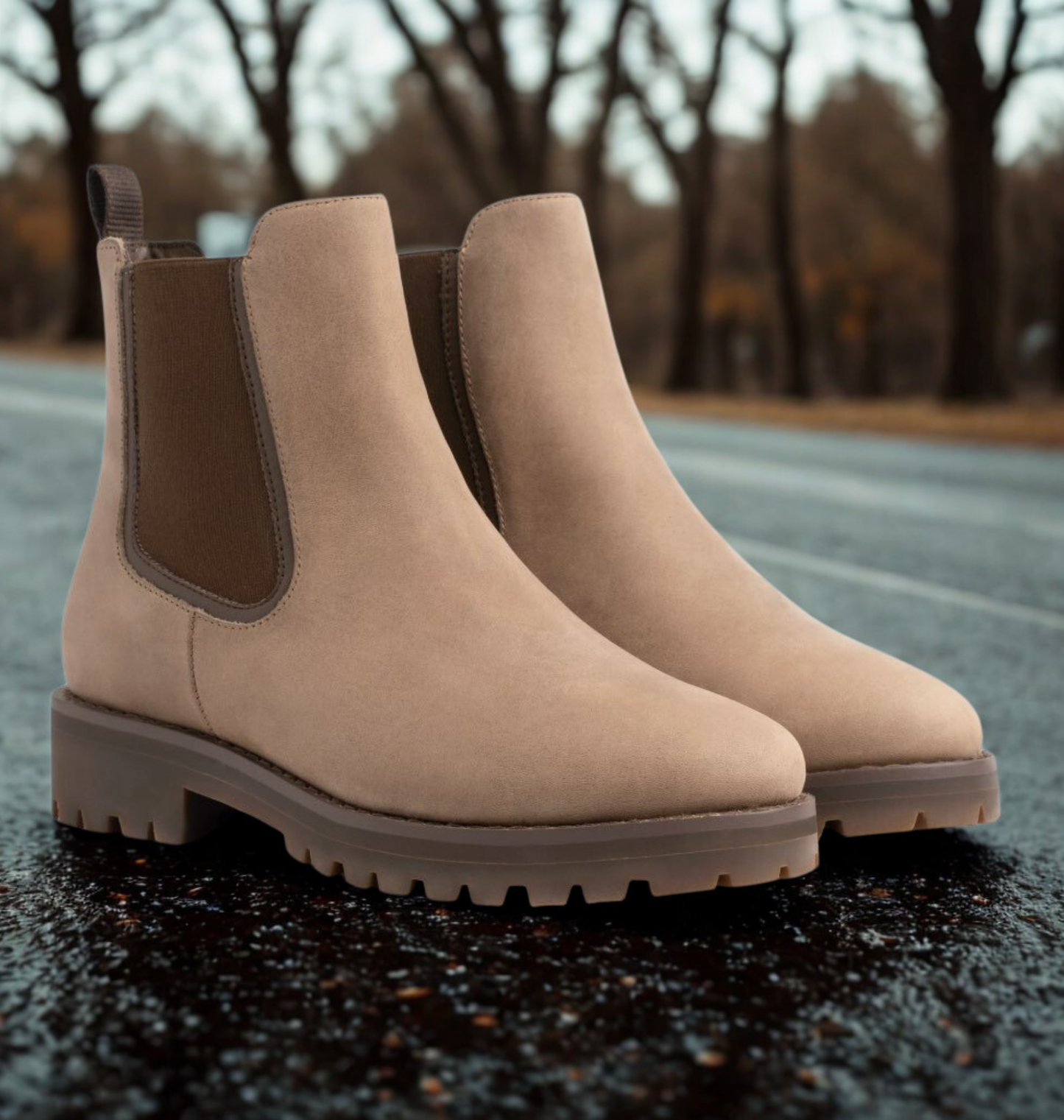 Women's Elastic Side Boots Rounded Toe