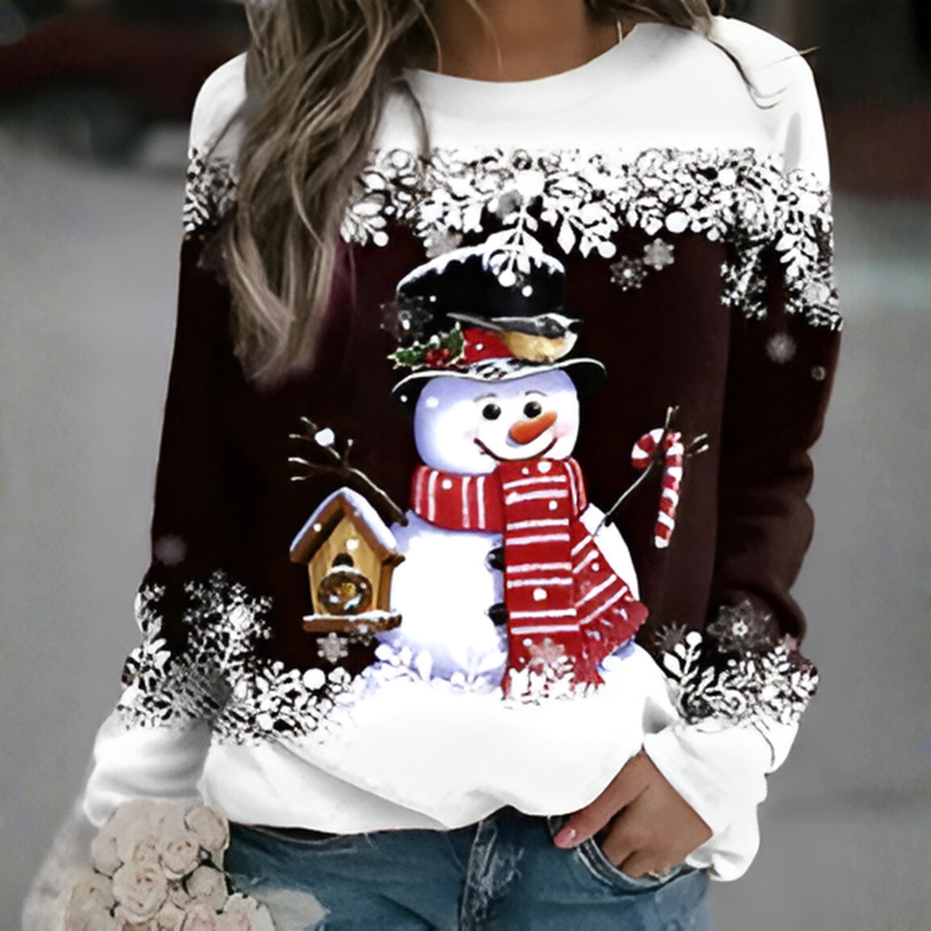 Women's Christmas Sweatshirt Snowflake Print