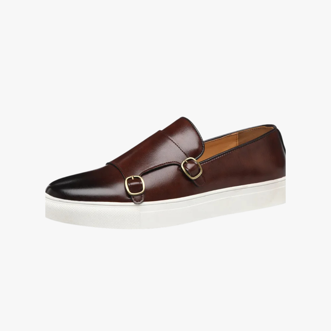 Men's Faux Leather Loafers Buckle Detail Black - VibreMode
