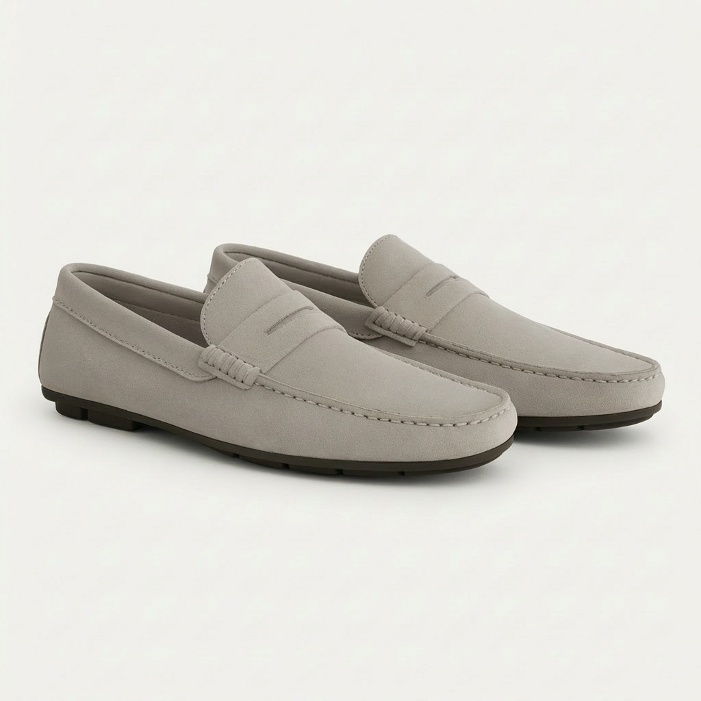 Men's Leather Slip On Loafers with Cushioned Insoles