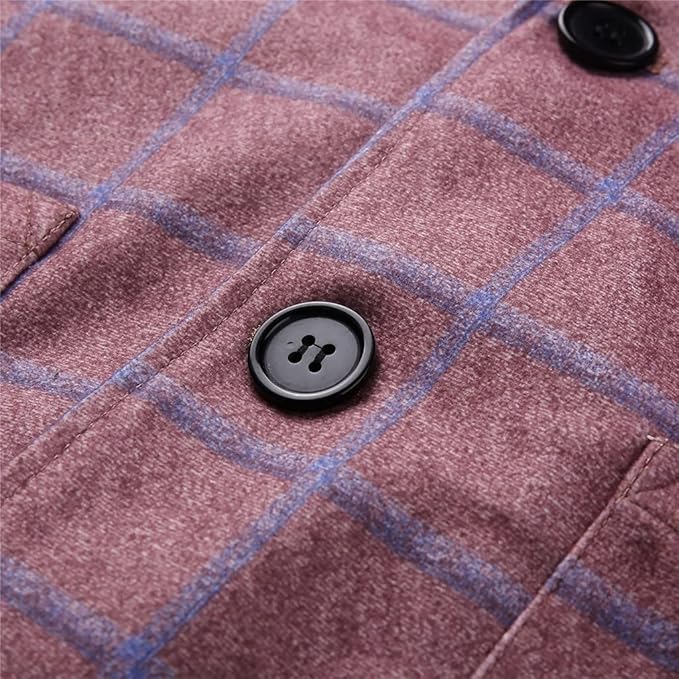 Men's Plaid Blazer Jacket Checked Double Breasted