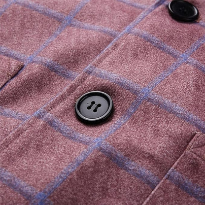 Men's Plaid Blazer Jacket Checked Double Breasted