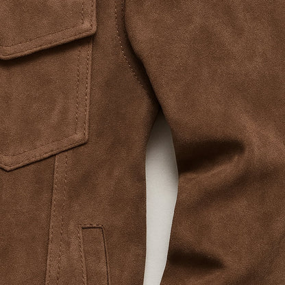 Montclair Men's Suede Cargo Jacket Lightweight Brown
