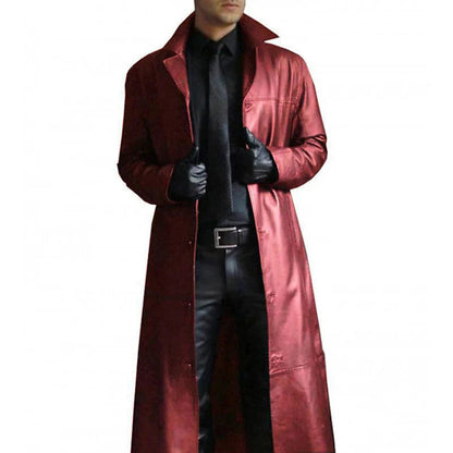 Men's Faux Leather Winter Coat Long - VibreMode