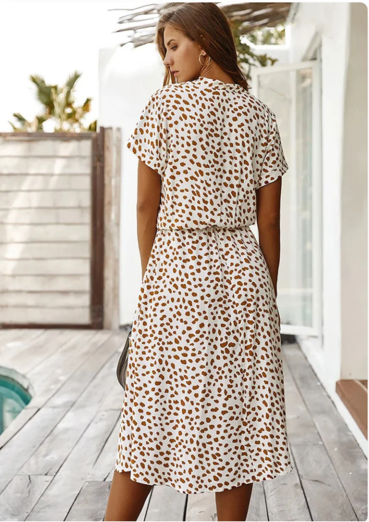Polka Dot Button Down Midi Dress for Women