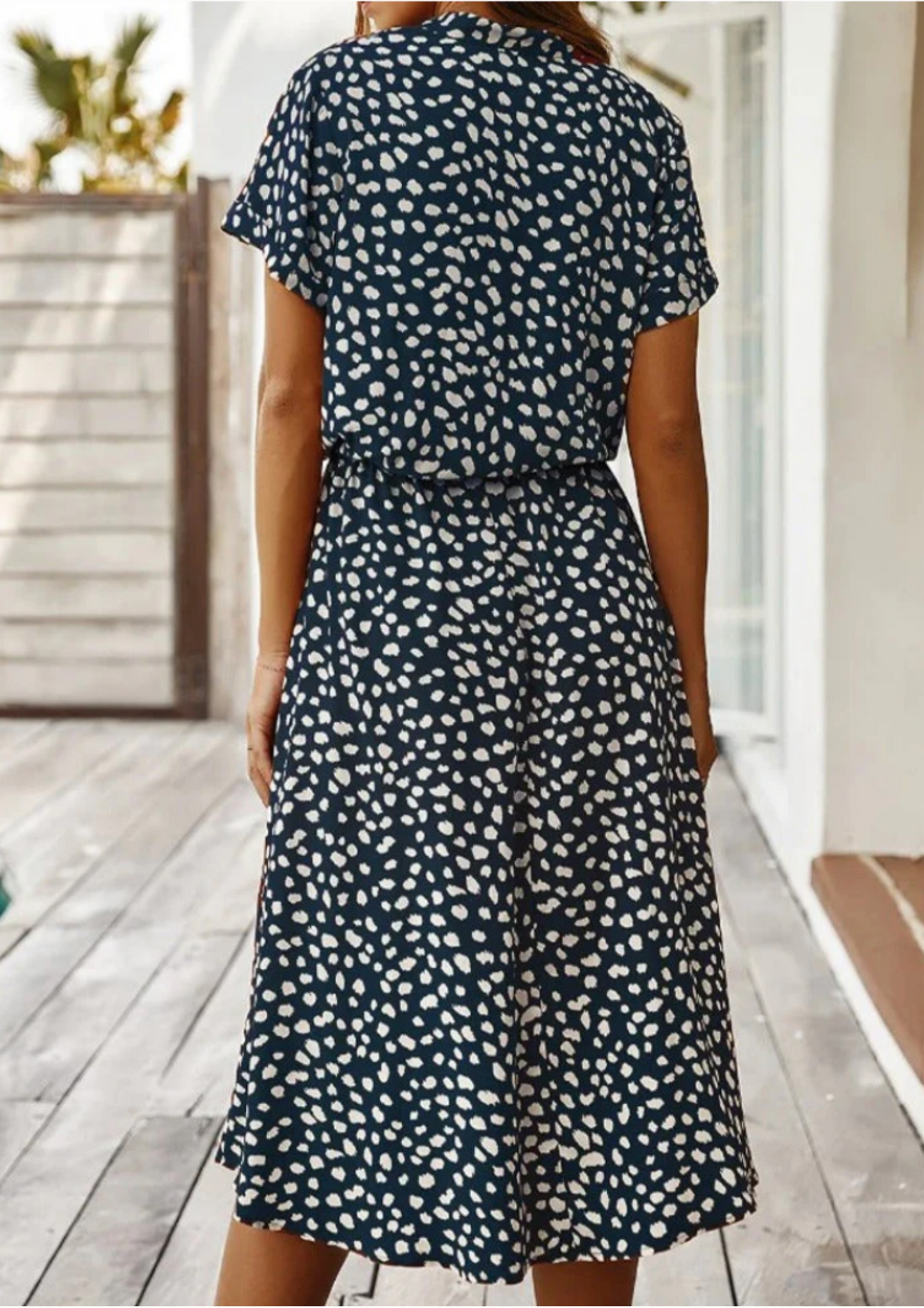 Polka Dot Button Down Midi Dress for Women