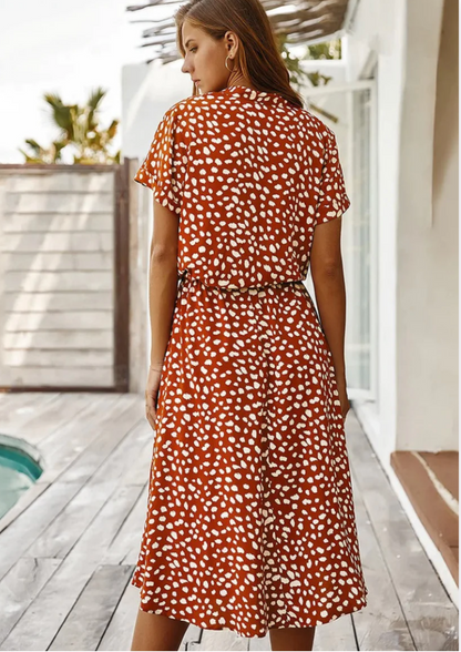 Polka Dot Button Down Midi Dress for Women