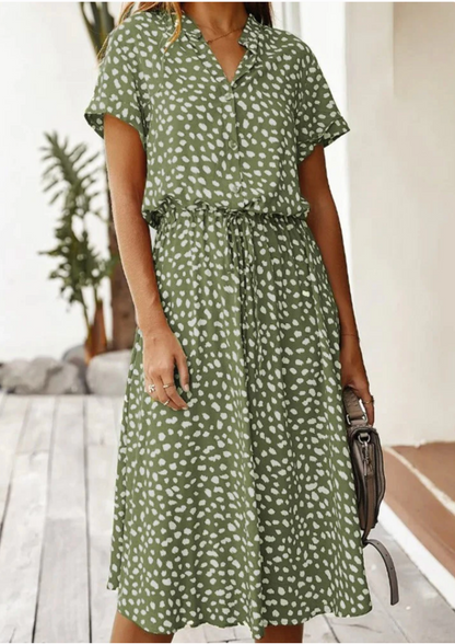 Polka Dot Button Down Midi Dress for Women